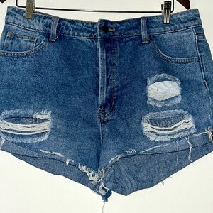FashionNova Distressed Denim Shorts size 13 jr